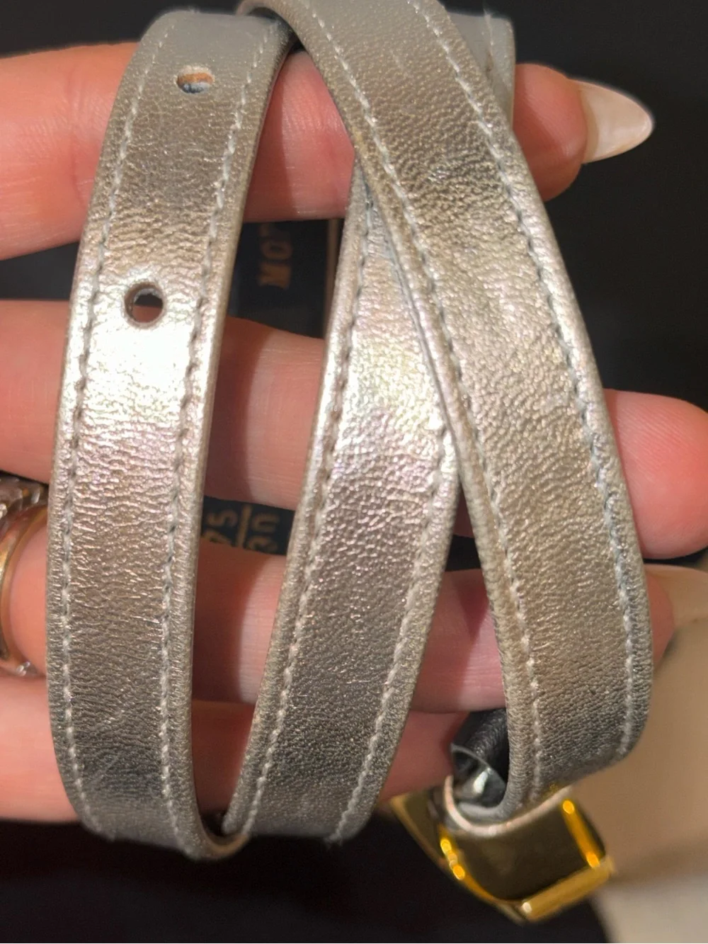 Versace Black Leather Wrap Belt with Amber Medusa Bar